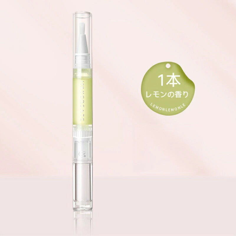 Applying cuticle oil around the nail edge